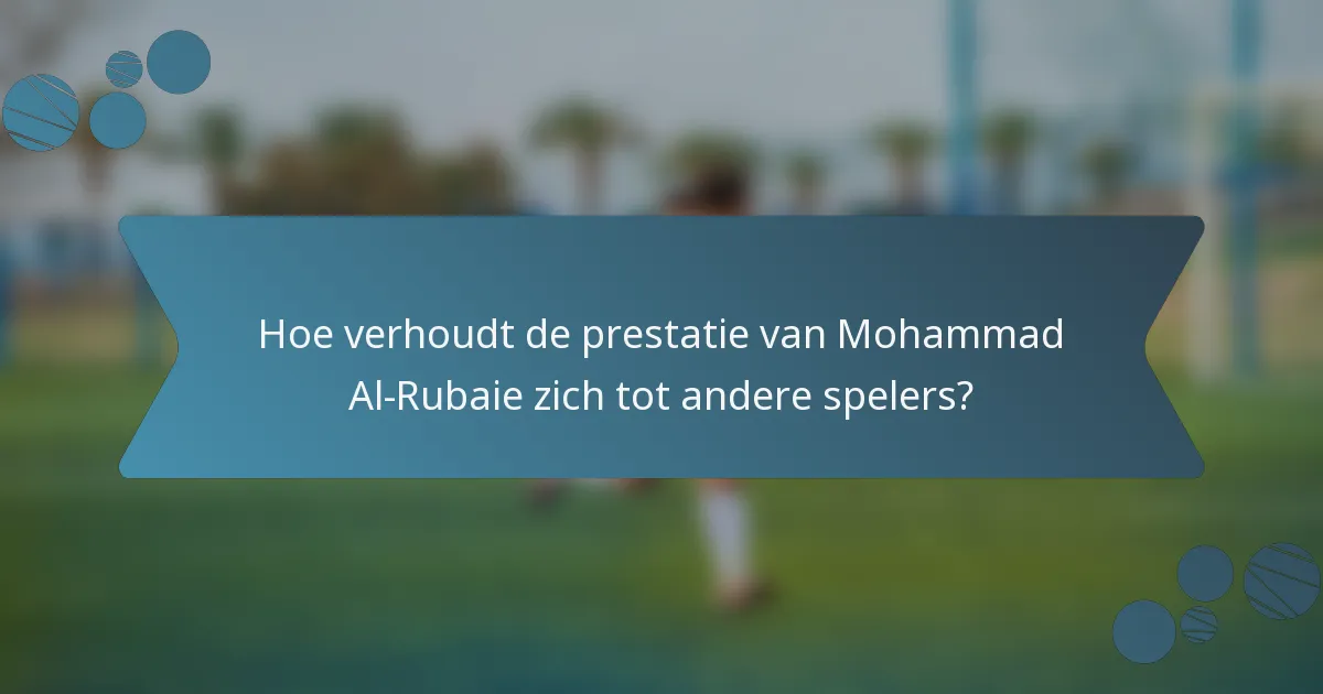 Hoe verhoudt de prestatie van Mohammad Al-Rubaie zich tot andere spelers?
